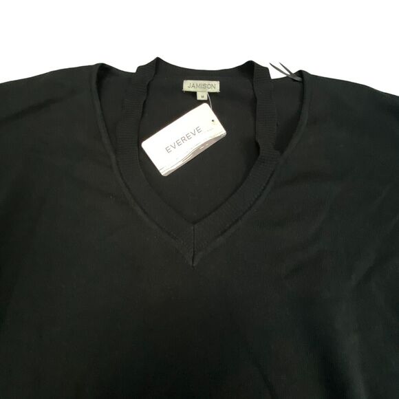 Jamison Oliva Cutout V Neck Pullover Sweater Womens Medium Black - MSRP $88 - Picture 8 of 12